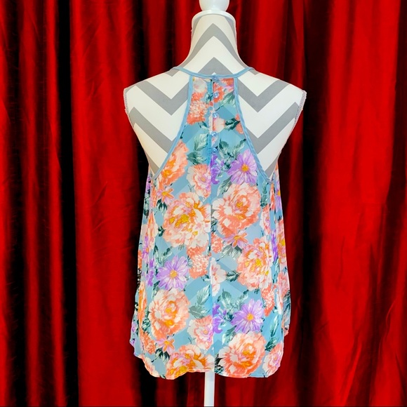 Sheer Floral Razorback Top - Picture 3 of 4